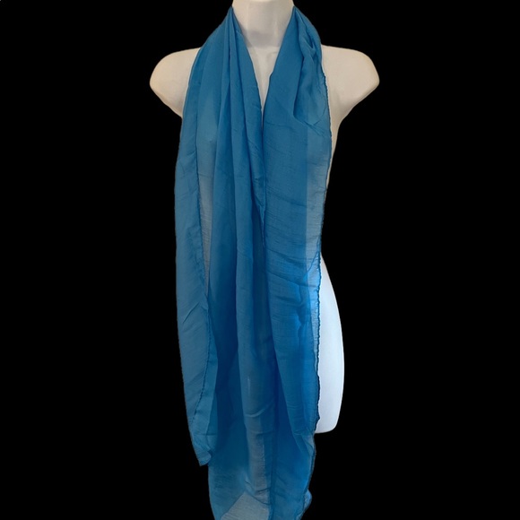GORGEOUS VIVID BLUE LONG COTTON SCARF BY THE FLAWSOME WOMAN - Picture 3 of 3